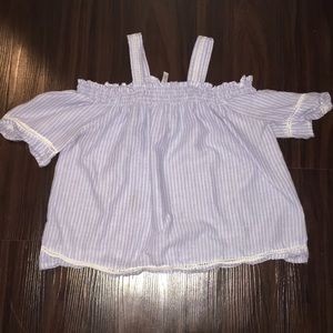 Blue blouse off the shoulder and neck straps